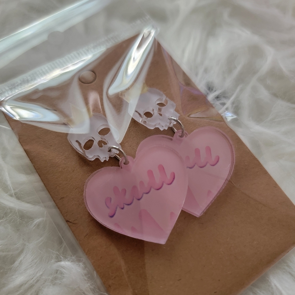 👻8 Final!! Heart And Skull Earrings